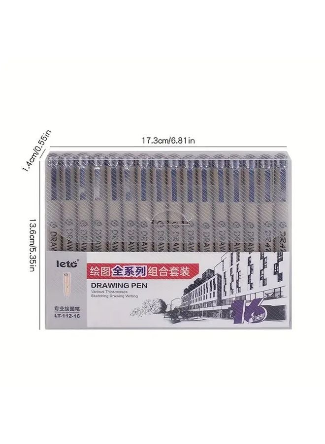 Black Anime Drawing Syringe Pen Set 12 16 21 Pcs Professional Art Sketching Tool - Image 3